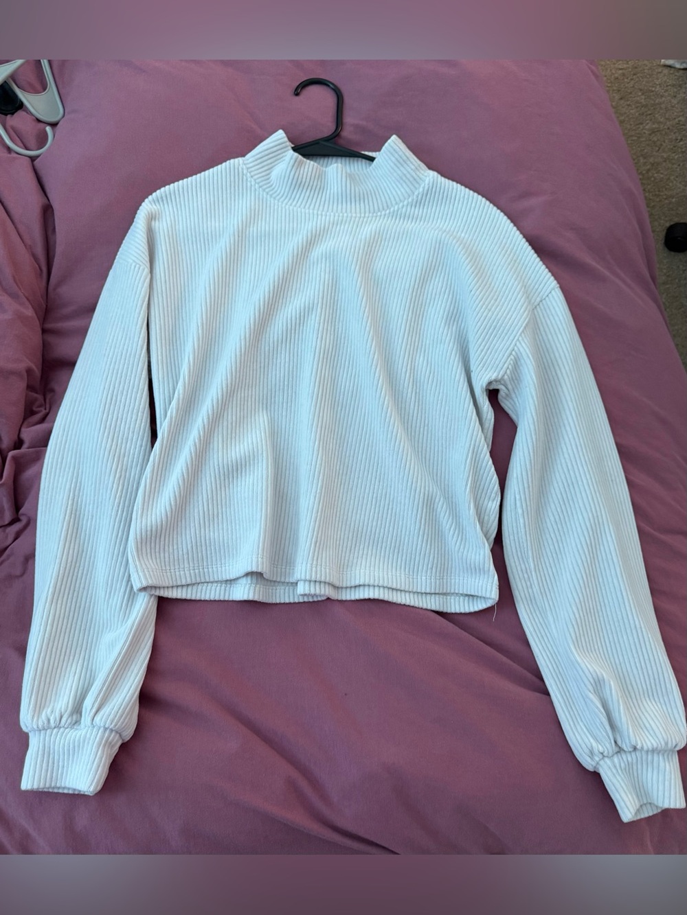 Altar'd State White Ribbed Mock Neck Long Sleeve Top